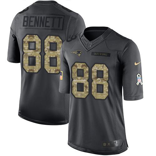 Men's Limited Martellus Bennett Nike Jersey Black - #88 2016 Salute to Service NFL New England Patriots
